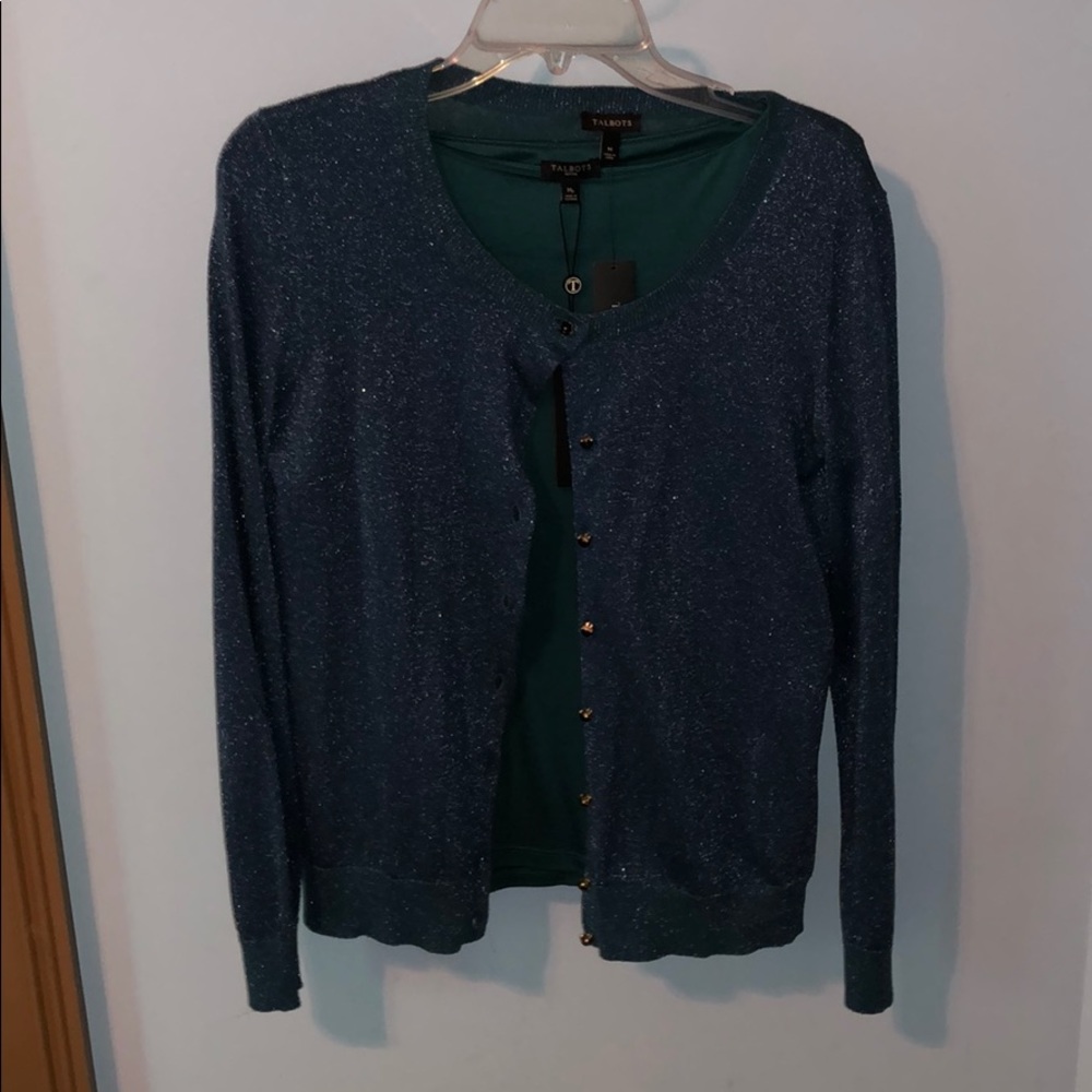 Talbots teal cardigan set. New with tags. Both med